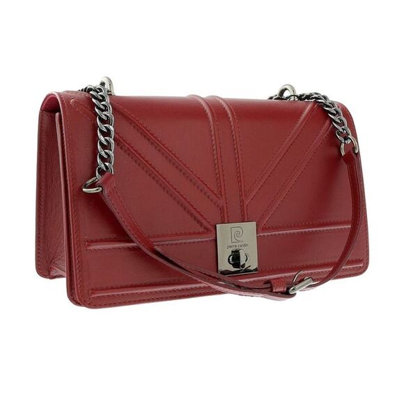 Pierre Cardin Burgundy  Leather Small Structured Shoulder Bag - Picture 1 of 5